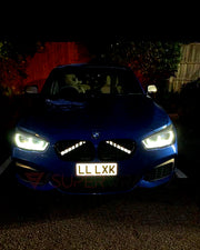 White Luminescent V bar sticker overlay vinyl for your BMW